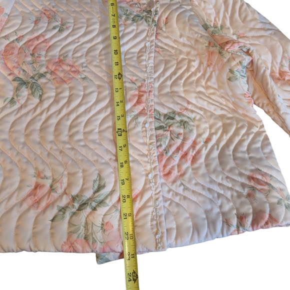 Vintage Eve Stillman Floral Quilted Bed Jacket Women's Small Pink 70’s - Picture 3 of 6